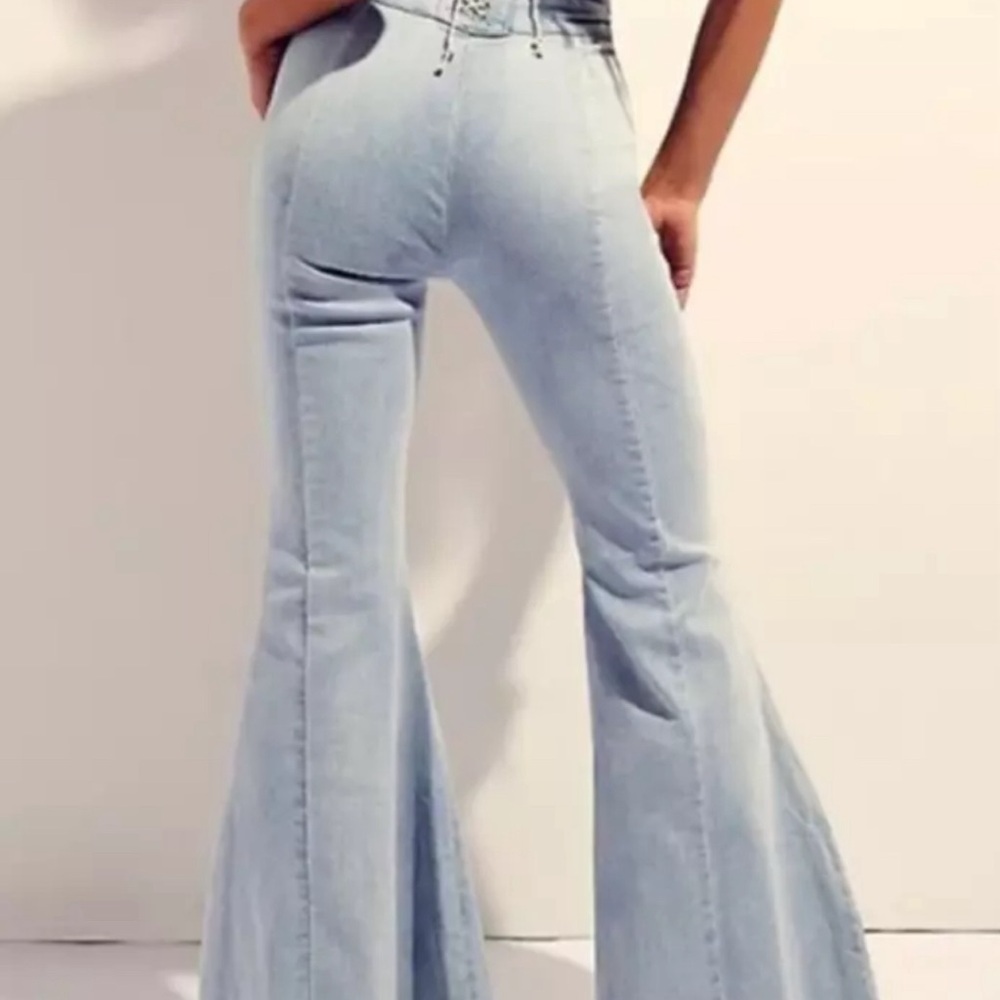 Free people crvy by ma flare jeans with lace up back size 31